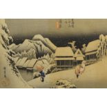 After Utagawa Hiroshige, Japanese 1797-1858Evening Snow at Kanbara, from the series Fifty-three