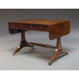 A Victorian mahogany sofa table, the rectangular top with two drop leaves, above two frieze drawers,