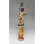 A Venetian carved wood and polychrome torchere stand, 18th/19th century, modelled as the figure of a