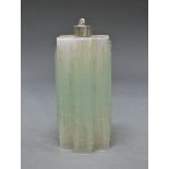 A large frosted glass pendant light, mid 20th century, the body formed of five cylindrical forms