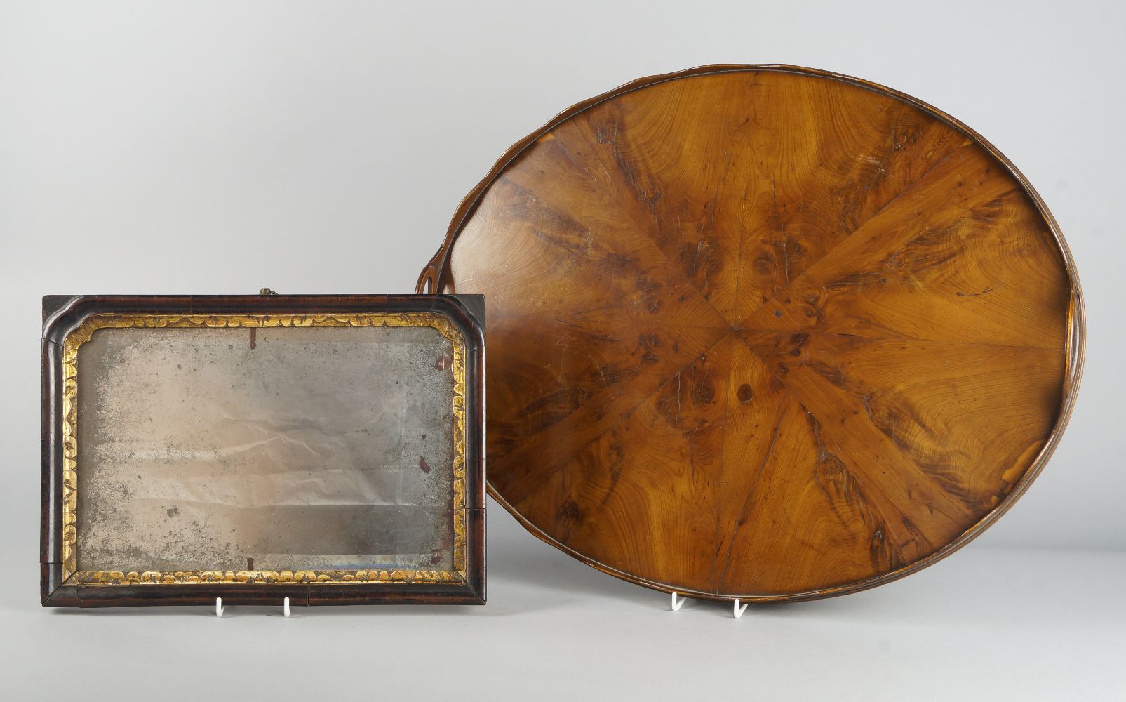 A Georgian mahogany and gilt wood rectangular mirror, with bevelled plate, 24.5 x 35cm, together