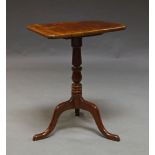 A Victorian mahogany tilt top occasional table, the rectangular top above turned central column to