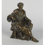 A French bronze model of a Philosopher, probably Socrates, 19th century, modelled seated on a