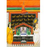 A miniature painting depicting Shrinathji with attendants, Nathdwara, 19th century, gouache on