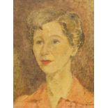 Chantal Quenneville, French 1897-1959- Portrait of Marion Leigh; oil on canvas, 39x29cm; together