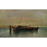 A Vescovi, Italian, mid-late 19th century- Fisher folk on a shore; oil on canvas, a pair, both