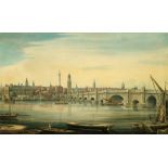 Gideon Yates, British 1790-1840- South West View of London Bridge; watercolour, signed and dated