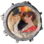 European School, late 19th century- A portrait miniature depicting two elegant figures, mounted as a