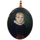 William Dixon, Irish fl.1791-1818- A portrait miniature of a boy half-length turned to the right