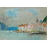 Hercules Brabazon Brabazon, British 1821-1906- “Bellagio, Lake Como”; black and coloured chalk on