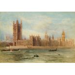 Henry Parsons Rivière, British 1811-1888- A view of the Houses of Parliament; watercolour, signed,