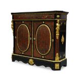 A Louis XV style ebonised and gilt metal mounted Boulle work cabinet, late 19th Century, with