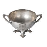 A large and impressive silver Arts & Crafts twin handled trophy rose bowl, Birmingham c.1937, John