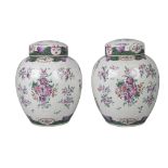 A pair of Samson porcelain jars and covers, in the Chinese taste, 19th/early 20th century, decorated