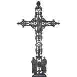 A large French cast iron cross by the Barbezat and Cie Paris, 19th century, with rectangular inset