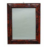 A tortoiseshell and ebonised framed mirror, in the Dutch style, late 19th / early 20th century, 80cm