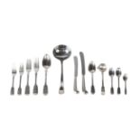 A large quantity of silver flatware, various dates and makers, to include twenty-seven table