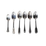 A set of six George IV silver Kings pattern table spoons, London c.1824, Harrison Brothers &