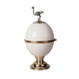 A hand made Italian silver mounted ostrich egg, by Laxxerini Argenteria, the egg hinged at the