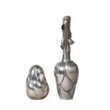 An Italian 800 standard silver novelty pepper and pepper mill set, by Missiaglia, modelled as an