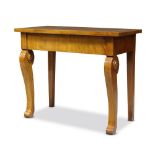 A Biedermeier taste mahogany and cross banded side table, late 19th / early 20th Century, the