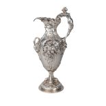 An impressive French silver plated ewer, stamped E Philippe, Paris, with mask of Neptune at the