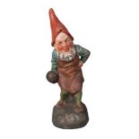 An cold painted terracotta figure of a gnome by Johann Maresh , late 19th/early 20th century,