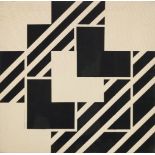 Theo Mendez, British 1934-1997- Composition in Black and White, circa 1965; ink on canvas, 76.2x76.