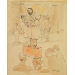 William Gaunt, British 1900-1980- The speaker; pen, black ink and watercolour, signed and dated