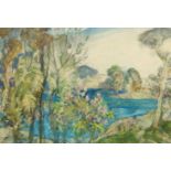 Gerald Edward Moira, British 1867-1959- The Blue Pool, Wareham; watercolour, signed with initials,