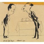 William Gaunt, British 1900-1980- At the Café Royal; pen and black ink, signed, inscribed and