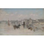 Bernard Sickert NEAC, British 1863-1932- The Thames; pastel, signed, 32x47.5cmExhibited: London, The