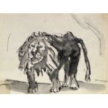 Josef Herman OBE RA, Polish/British 1911-2000- Untitled (Lion); pen, black ink and wash on paper,