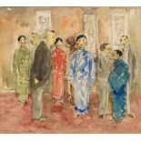 William Gaunt, British 1900-1980- Chinese Embassy; pen, ink and watercolour, signed, inscribed and