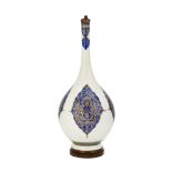 A large blue, green and white bottle vase, Samson, France, circa 1870, with drop-shaped body