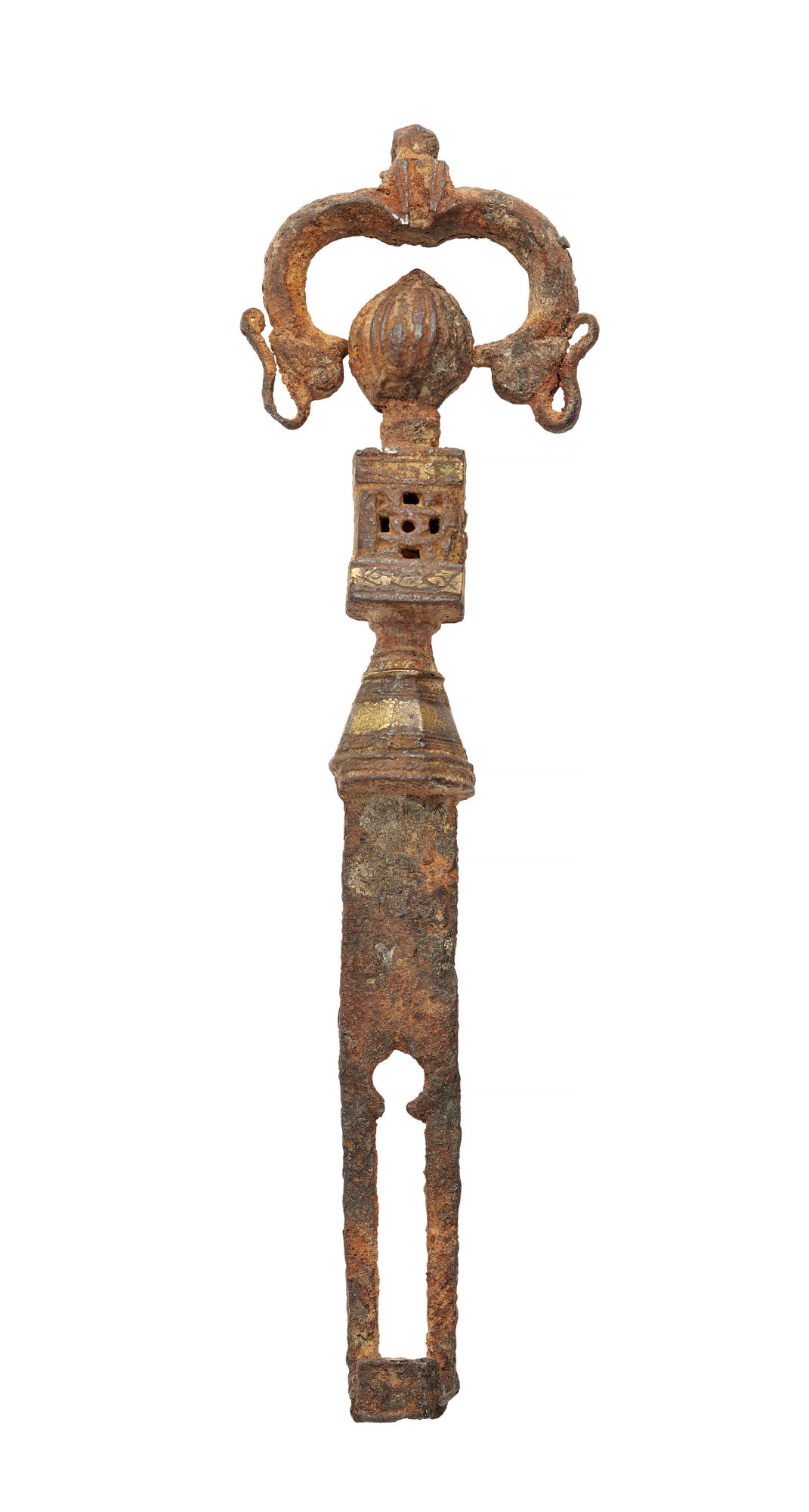 An important early ceremonial key, Anatolia or Iran, 11th-13th century, with remains of silver and