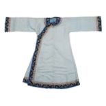 A Chinese '100 butterflies' silk embroidered robe, late Qing dynasty, decorated with floral sprays