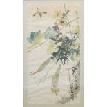 ANONYMOUS, 20th century Chinese School, ink and wash on paper, study of a bird amidst fruiting