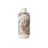 A Chinese porcelain snuff bottle, late Qing dynasty, painted in famille rose enamels with