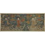 A Chinese kesi silk rectangular fragment, Ming Dynasty, 17th century, depicting three female