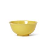 A Chinese porcelain yellow glazed bowl, Daoguang mark and period, with deep rounded sides, and