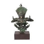A bronze figure of Garuda, 16th century style, modelled standing on naga, 13.5cm high