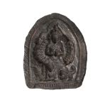 A Nepalese bronze mould, 18th century, depicting Durga, 10.5cm high