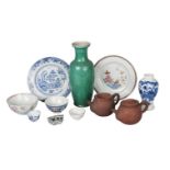 A collection of Chinese ceramics, 18th-20th century, comprising apple-green glazed baluster vase,