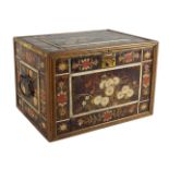 A Japanese tortoiseshell mounted table top cabinet, 17th/18th century, decorated to the exterior