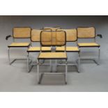 After Marcel Breuer, a set six 'Cesca' chairs, these examples produced circa 1970, the tubular steel