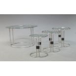 A tubular steel nest of three circular tables, c.1950s-60s, with matched side table, 47cm high x