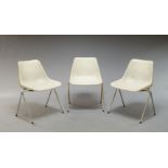 Robin Day, a set of three 'Polyside' chairs for Hille, c.1960, with grey injection moulded seats