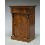 A French mahogany side cabinet, 19th century, the stepped rectangular top over single frieze