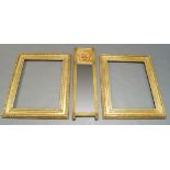 A pair of gilt wood rectangular picture frames, late 20th century, with ribbon tied reeded edges,